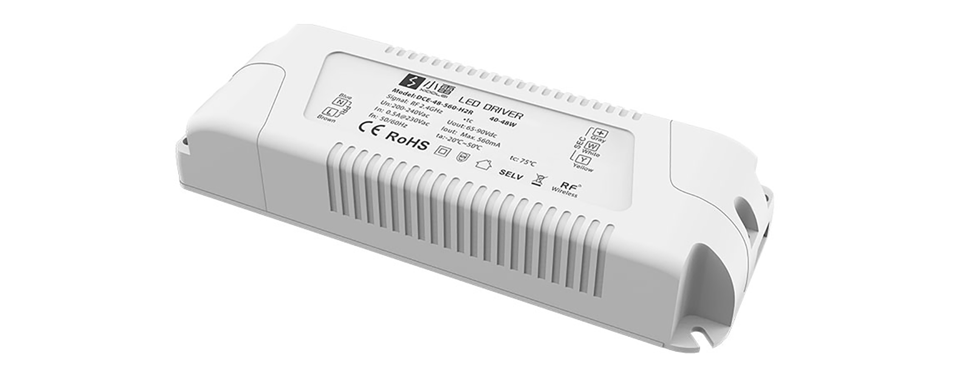 DCE-48-560-H2R  Ltech Smart home Wireless Dimmablre LED Driver 48W 60-90Vdc /560mA.0-100% PWM dimming,Over voltage, over load and Short circuit protection, IP20.